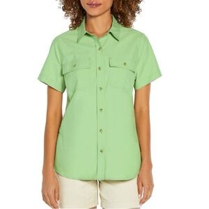 NWT Eddie Bauer short sleeved adventure shirt quiet green